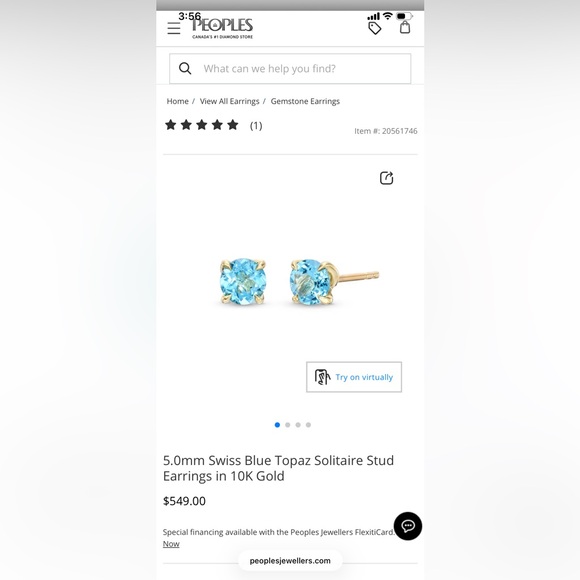 Blue Topaz White Gold Halo Earrings - Picture 11 of 11